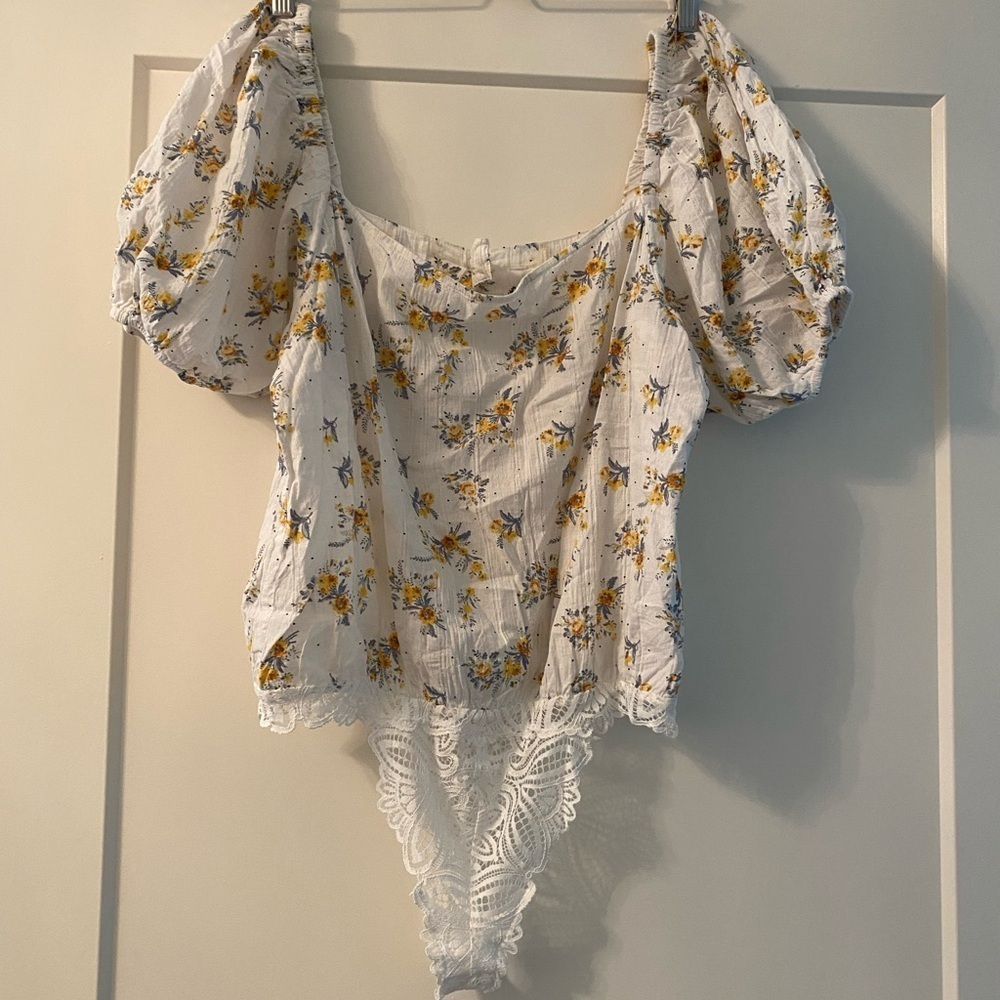 Womens bodysuit with puff sleeves - free people